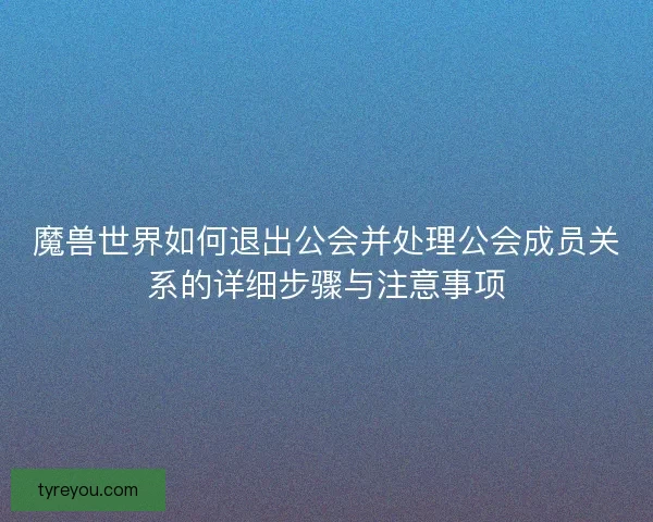 魔兽世界如何退出公会并处理公会成员关系的详细步骤与注意事项
