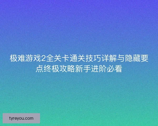 极难游戏2全关卡通关技巧详解与隐藏要点终极攻略新手进阶必看