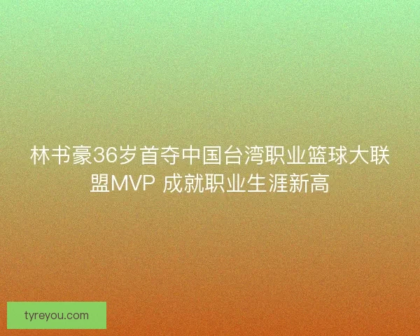 林书豪36岁首夺中国台湾职业篮球大联盟MVP 成就职业生涯新高