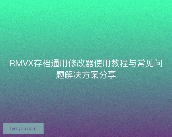 RMVX存档通用修改器使用教程与常见问题解决方案分享