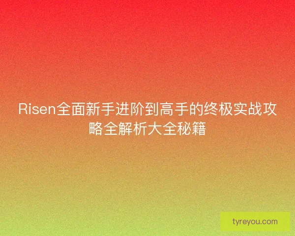 Risen全面新手进阶到高手的终极实战攻略全解析大全秘籍